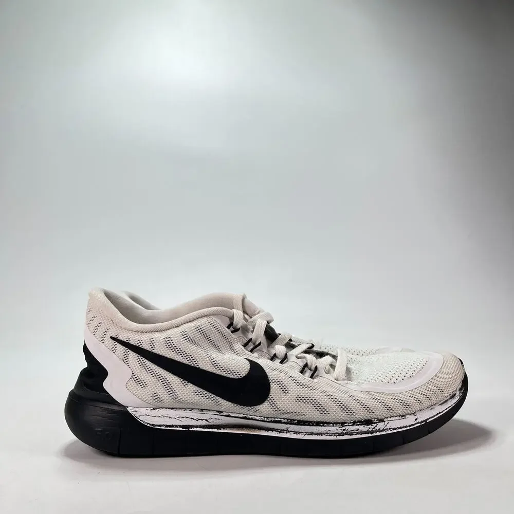 Nike Free 5.0 White Black Athletic Low Top Running Shoes 724383-100 Women's Sz 8